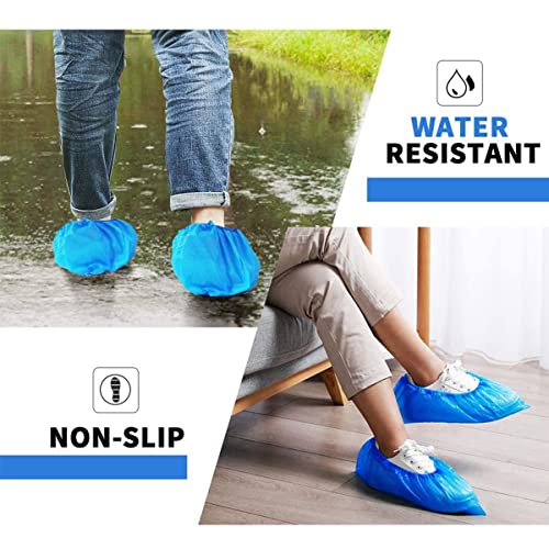 Detalle de WUJUN 200Pack (100 Pairs) Blue Disposable Shoes Covers – Durable CPE, Elastic & Waterproof Boot Covers