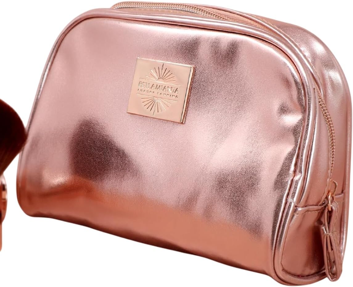 Detalle de Bellamianta Rose Gold Makeup Bag: Compact yet capable travel cosmetics bag
