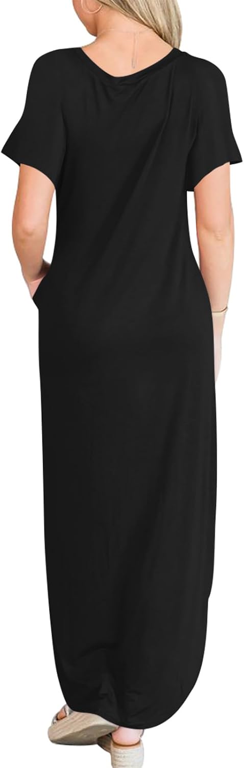 Detalle de ANRABESS Womens Summer Maxi Dress: Casual Loose T Shirt Dress for Beach Days