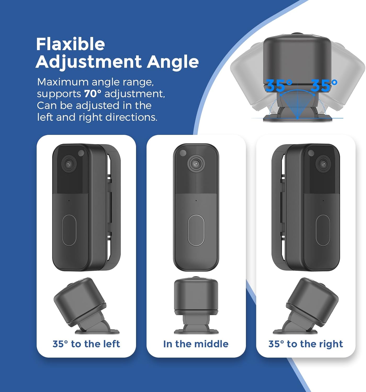 Thumbnail 2 de Gusfeliz Adjustable Doorbell Camera Mount for Blink Video Doorbell 2nd Gen (No Drill) – 35° to 55° Angle Mount