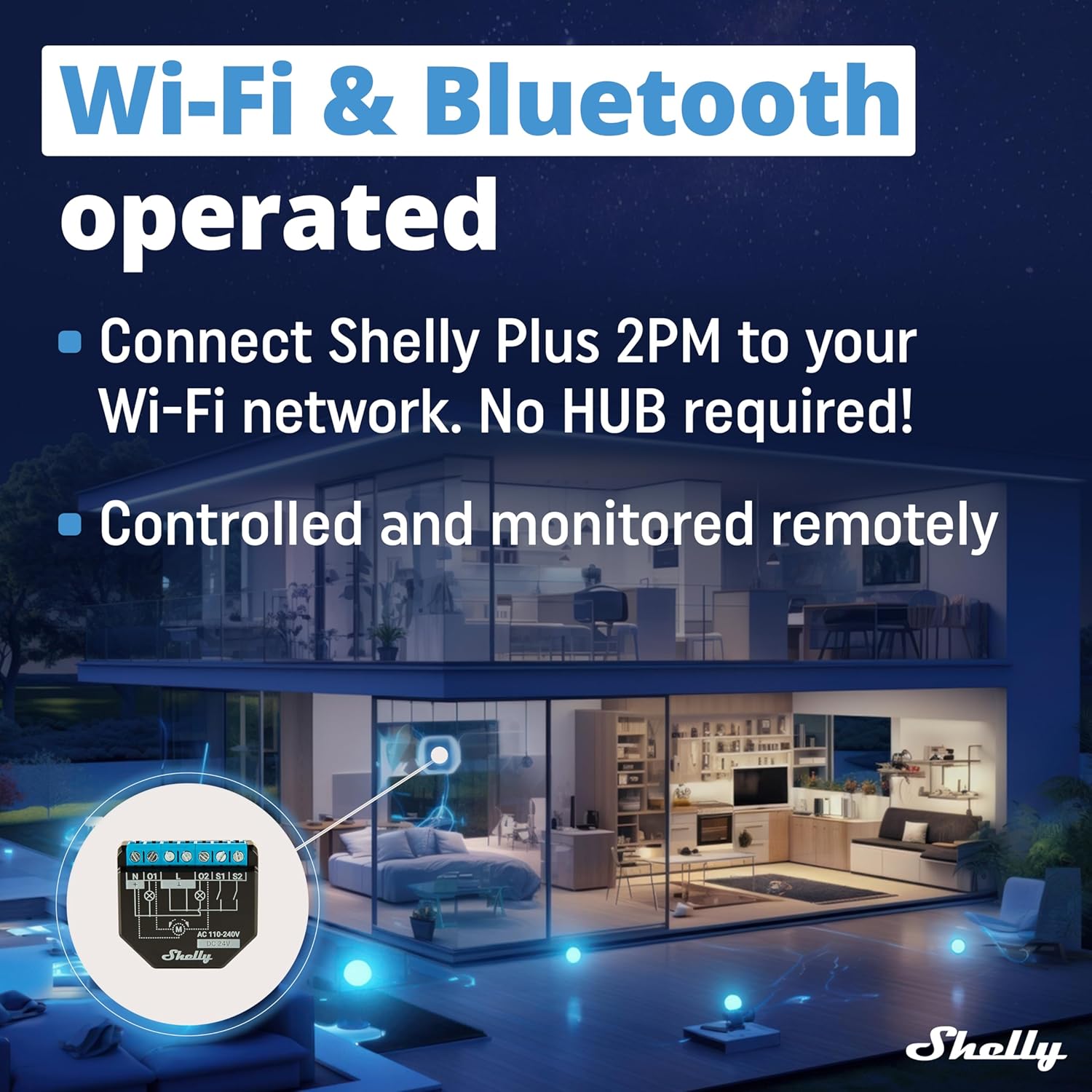 Thumbnail 1 de Shelly Plus 2PM Relé WiFi Bluetooth 2 canali 16A