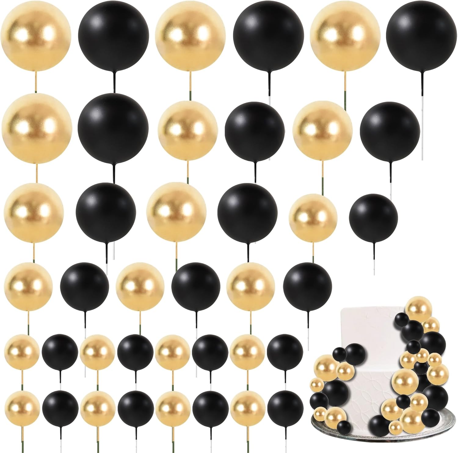 Thumbnail 5 de BEISHIDA 40-Piece Mini Foam Balls Cake Toppers (4 Colors) for Birthday, Wedding & More