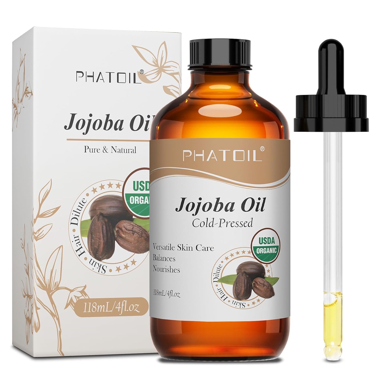 Detalle de PHATOIL Jojobaöl Bio kaltgepresst 118 ml Gesichtsöl