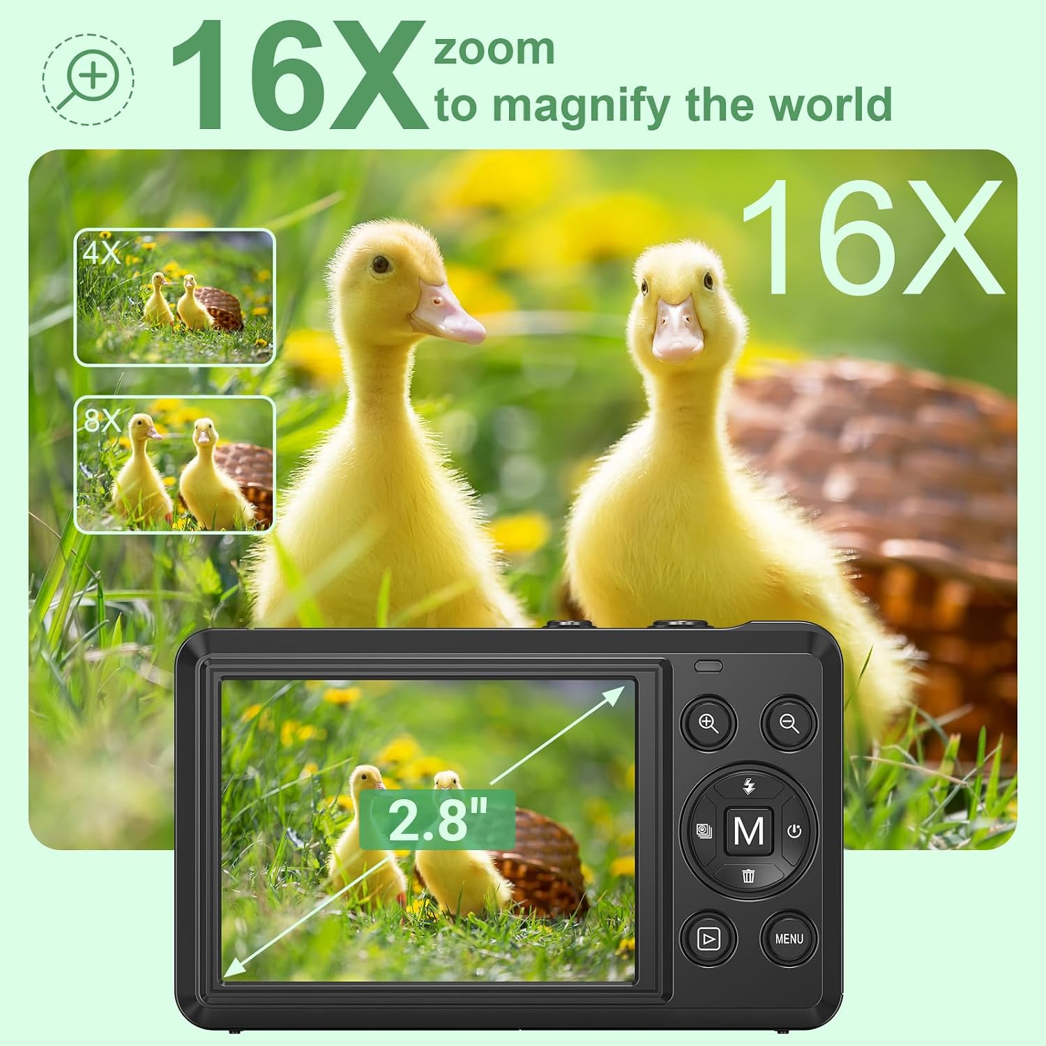 Detalle 2 de 4K 64MP Digitalkamera mit Mikro-SD-Karte – Tragbar, Autofokus, 16x Digitalzoom
