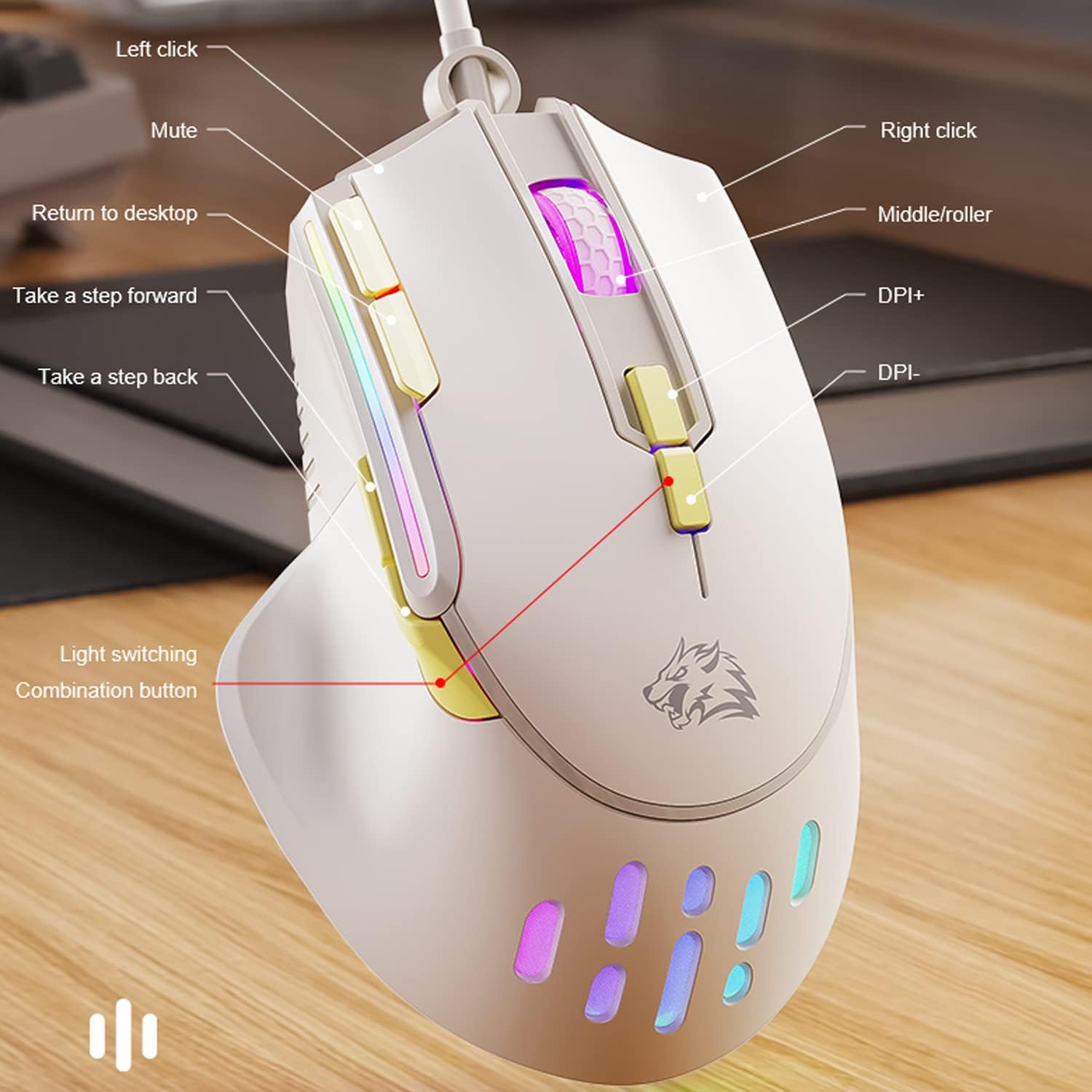 Thumbnail 3 de ZIYOU LANG M2 kabelgebundene Esports Gaming Maus – 12800 DPI, RGB, 9 Tasten, Honeycomb Shell