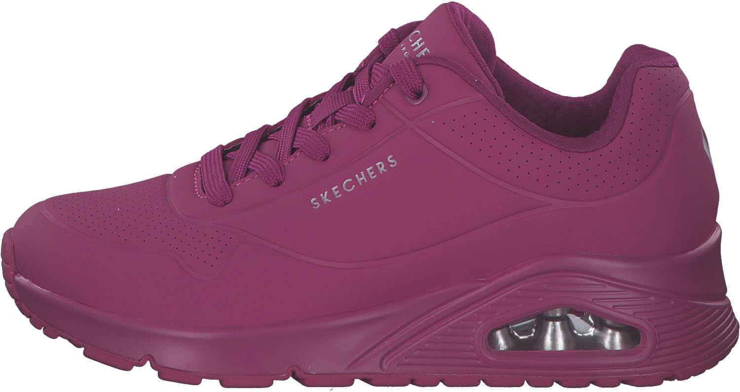 Detalle de Skechers Damen UNO Stand ON AIR – Magenta Durabuck/Mesh, Größe 37 EU