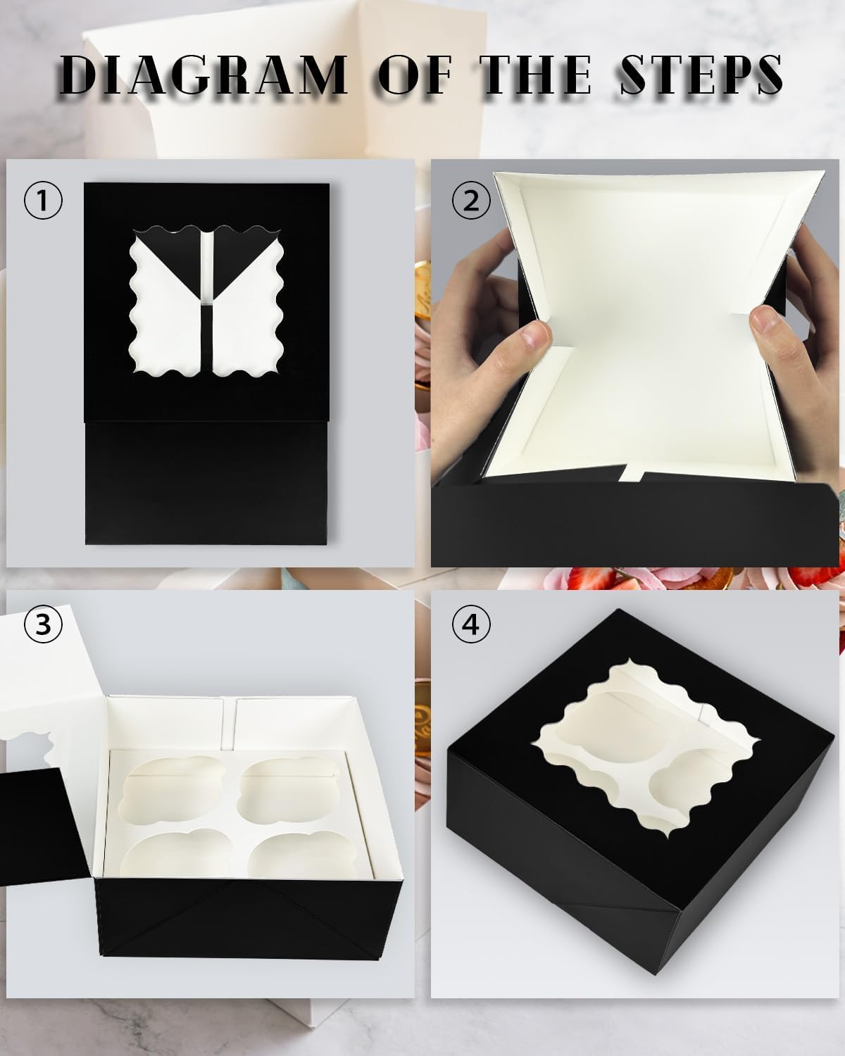 Detalle 2 de Gcardist Automatischer Popup 4 Cupcake-Boxen Schwarz