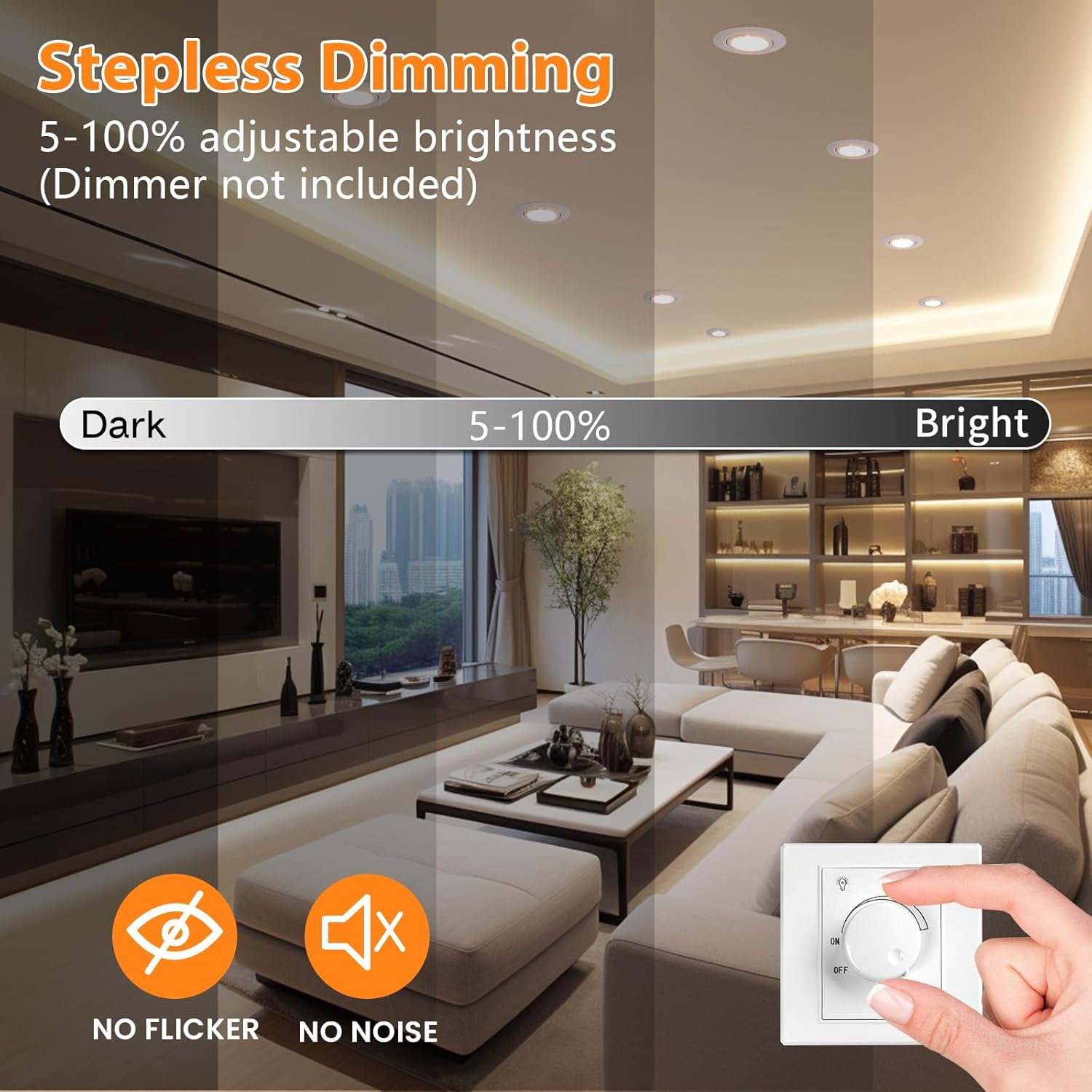 Thumbnail 2 de GeyouLux LED-Einbaustrahler 230 V, dimmbar, 6 W (3000 K), IP44, 45° schwenkbar – 1er-Set