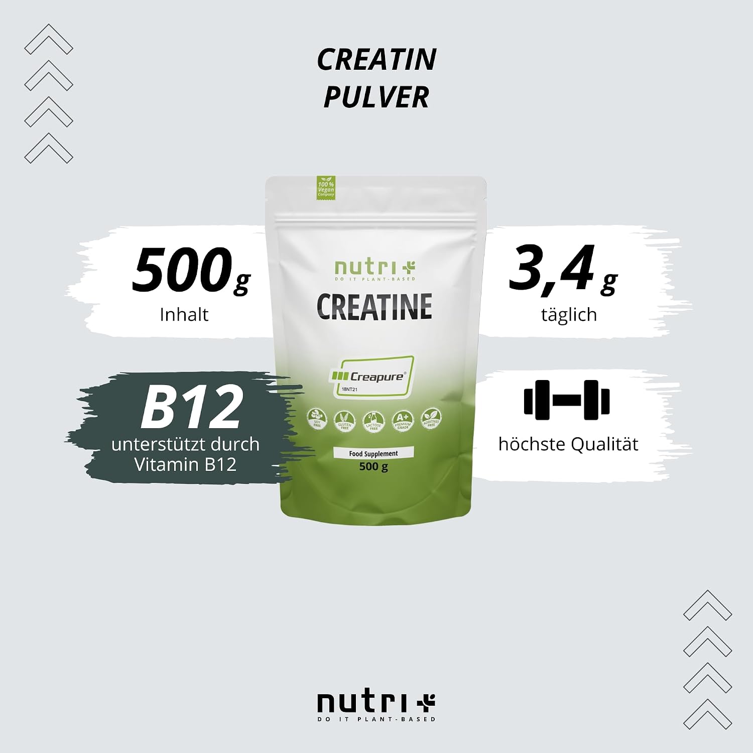 Detalle 2 de Nutri + Creapure 500g Creatin Monohydrat Pulver