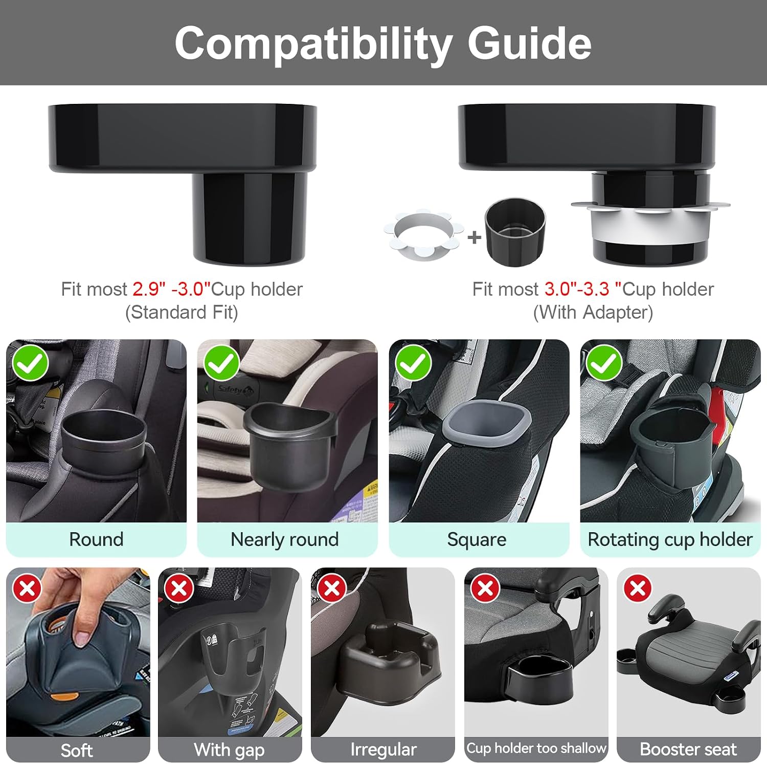 Detalle 2 de DOKNAAM Cup Tray-10 Kids Car Seat Tray with 3-Inch Cup Holder and Dip Well