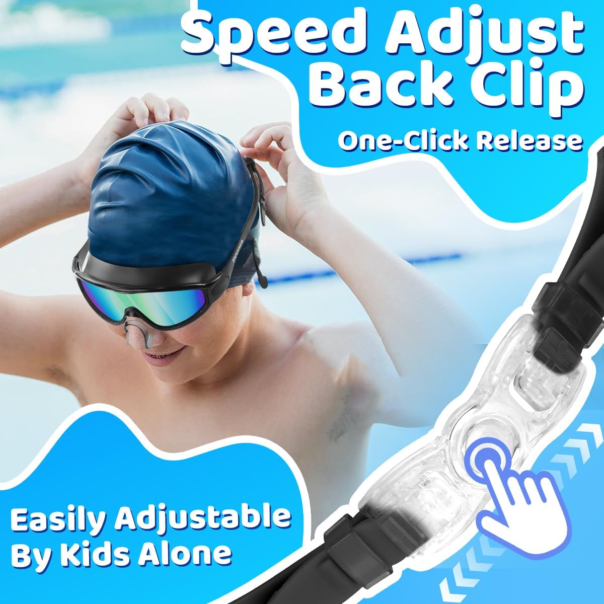 Thumbnail 6 de Vvinca Kids Swimming Goggles (2 Pack) with Earplugs, Nose Clip & Anti-Fog UV Protection for Age 3–15
