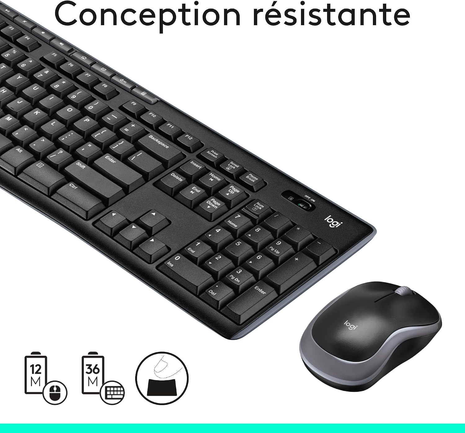 Thumbnail 6 de Logitech MK270 Combo Clavier Souris sans Fil pour Windows – Fiable et longévité assurée