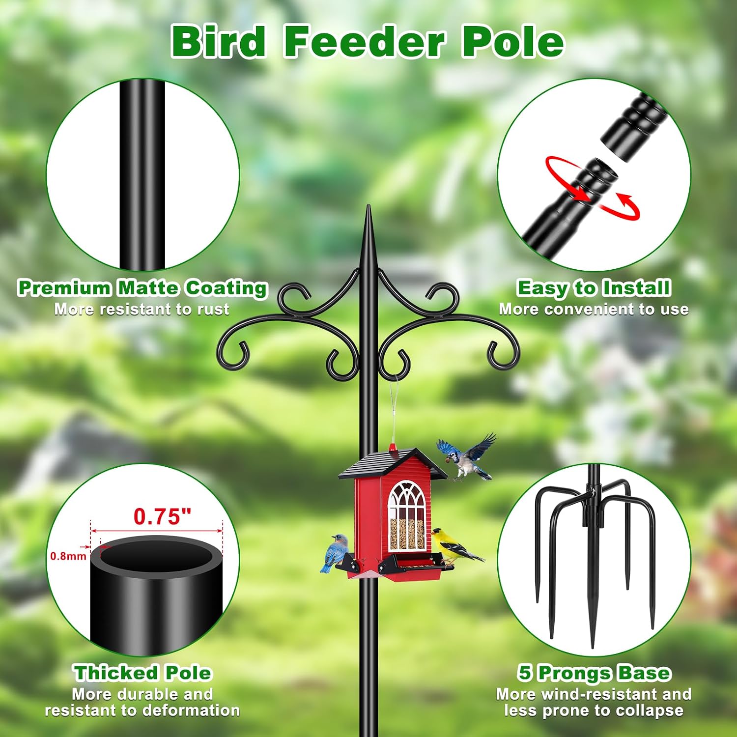 Detalle de Tegarbed Double Shepherd Hook Pole, 72-Inch