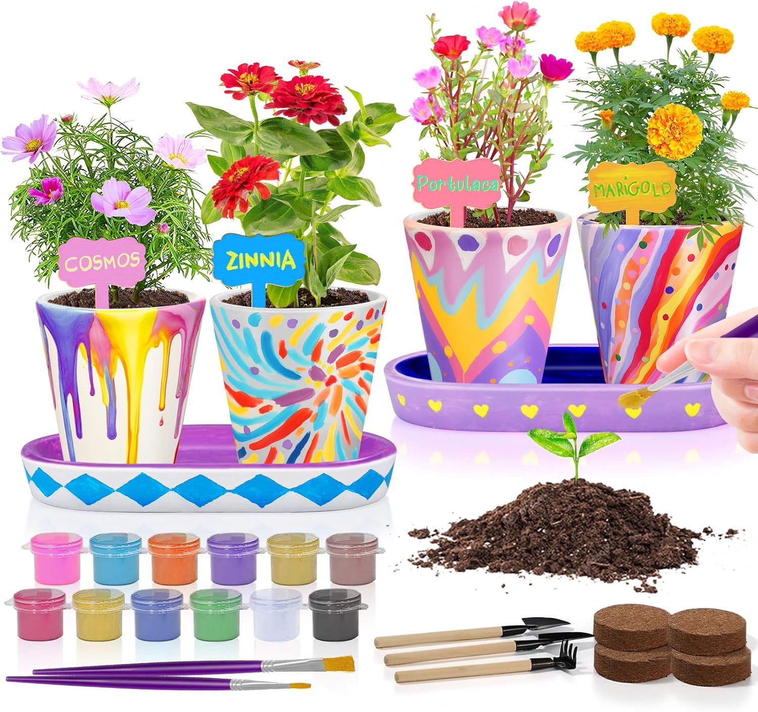 Detalle de Tekoly 4 Juegos de pintura y plantas para niños