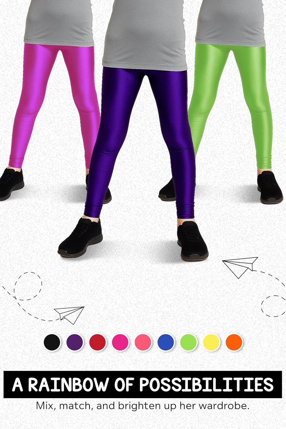 Thumbnail 4 de Re Tech UK girls’ shiny stretchy dance & gymnastics leggings (footless)