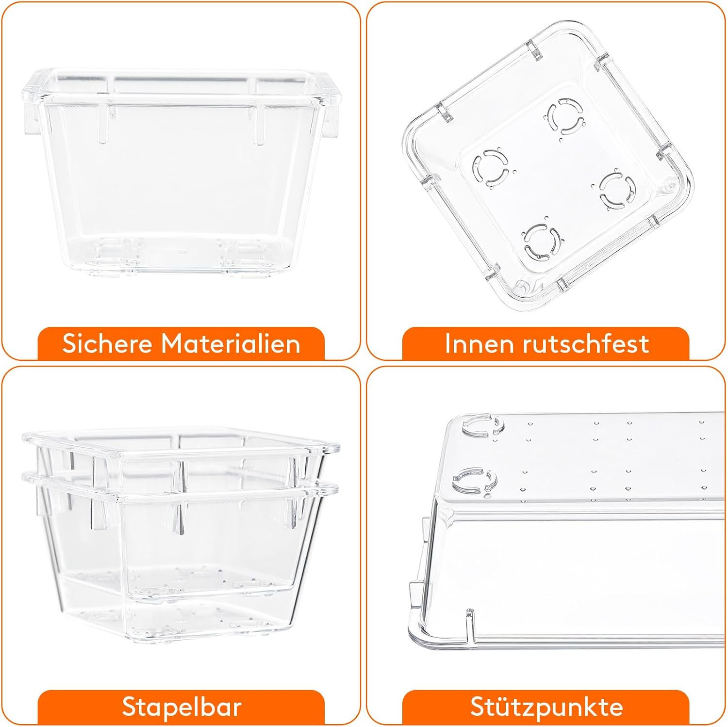 Detalle de LIFEWIT 25-teiliges Schubladen-Organizer-Set — klare Kunststoff-Boxen in 4 Größen für Ordnung auf Schminktischen, Schreibtischen und Bad