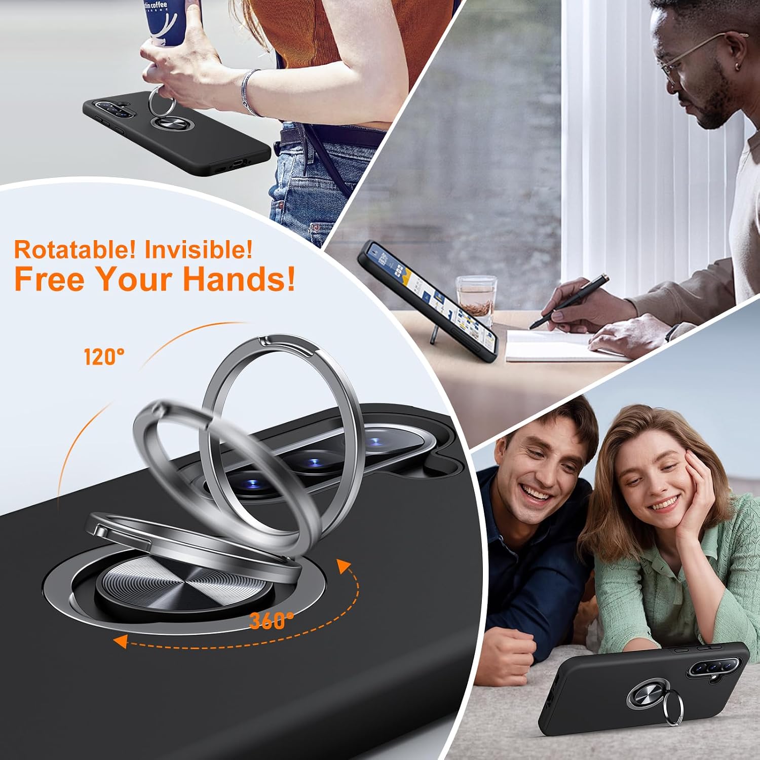 Detalle 2 de AOUIA Samsung A36 5G case 360° stand
