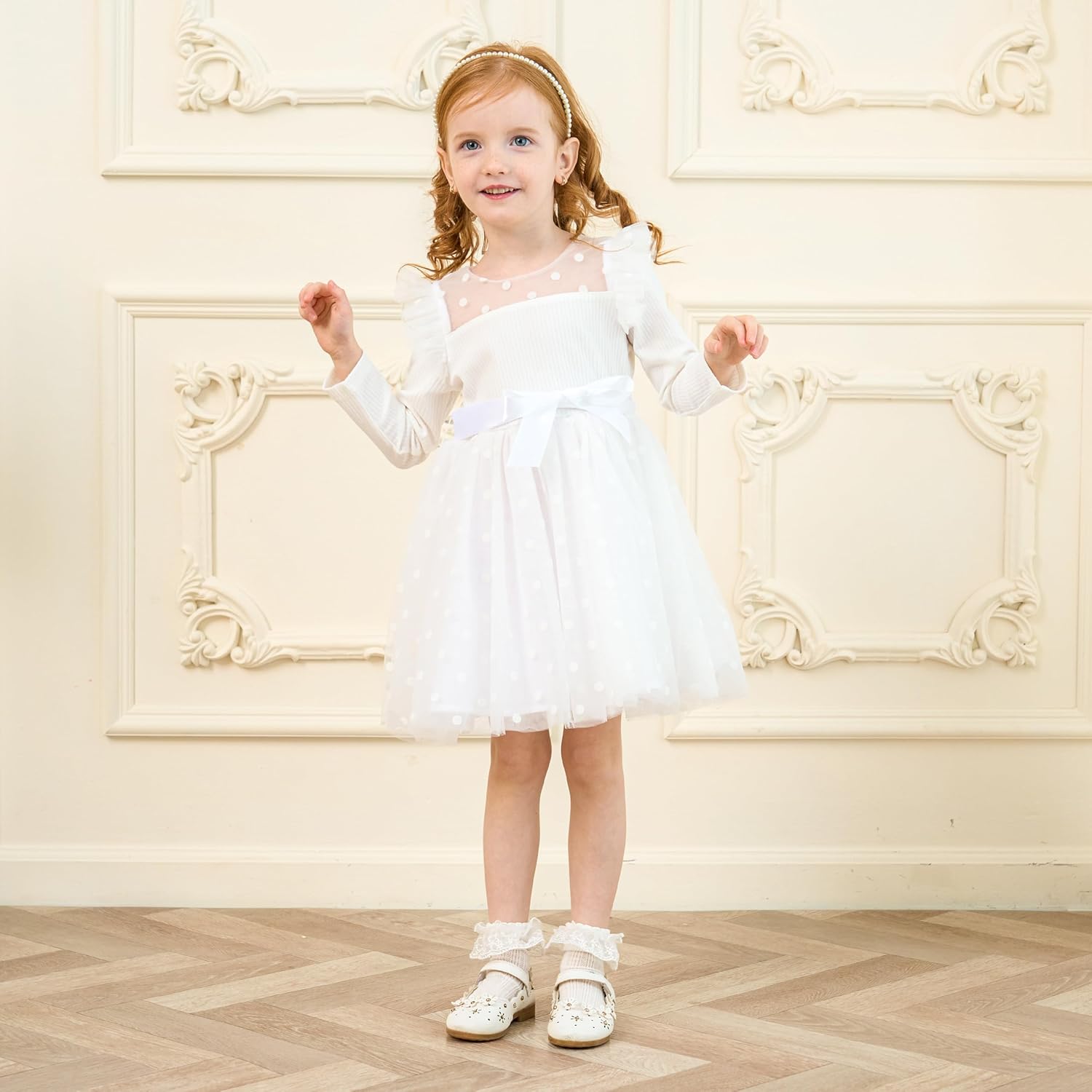 Thumbnail 6 de Miipat toddler girl dress with tulle long sleeves, polka dot skirt & ruffle top