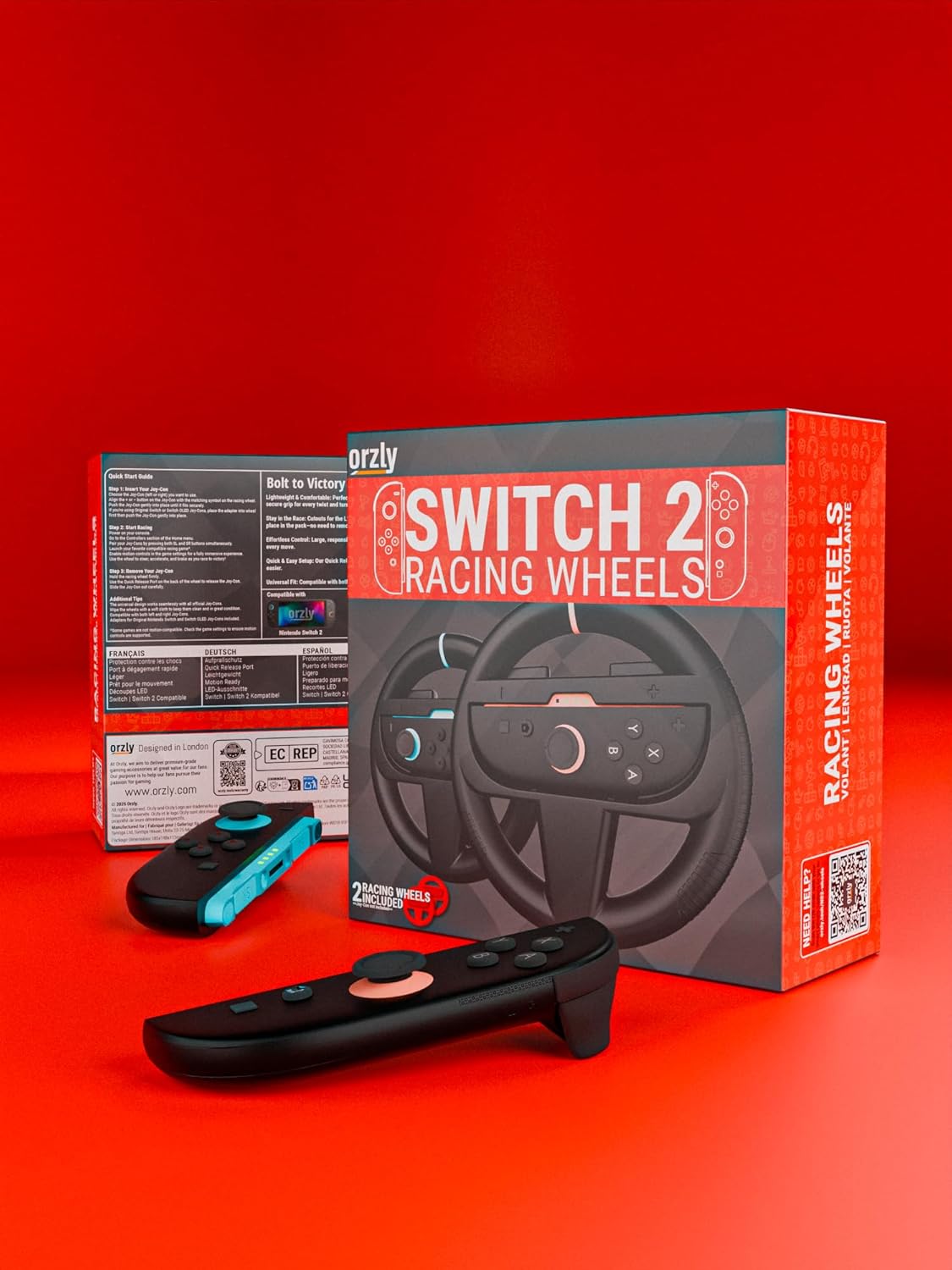 Thumbnail 2 de Orzly Steering Wheels Twin Pack for Switch 2 (2025 Console) — Racing Wheel Accessories for Joy-Con Controllers (2 Black Wheels)