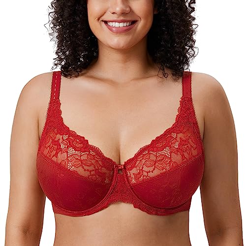 Detalle de DELIMIRA Soutien Gorge Grande Taille Minimiseur Rouge 110D – soutien et confort pour bonnet DD et plus
