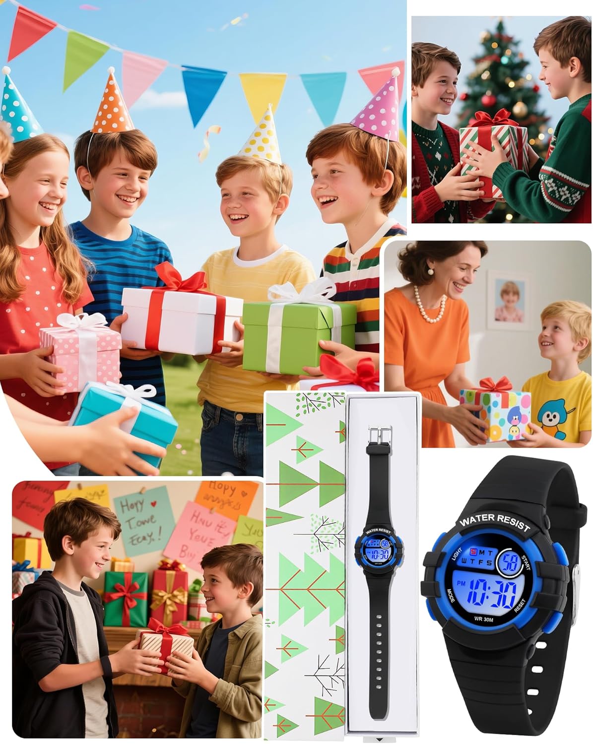 Thumbnail 5 de Ayybboo Montre enfant numérique garçon/fille étanche 30 m – LED 7 couleurs, alarme et chronomètre