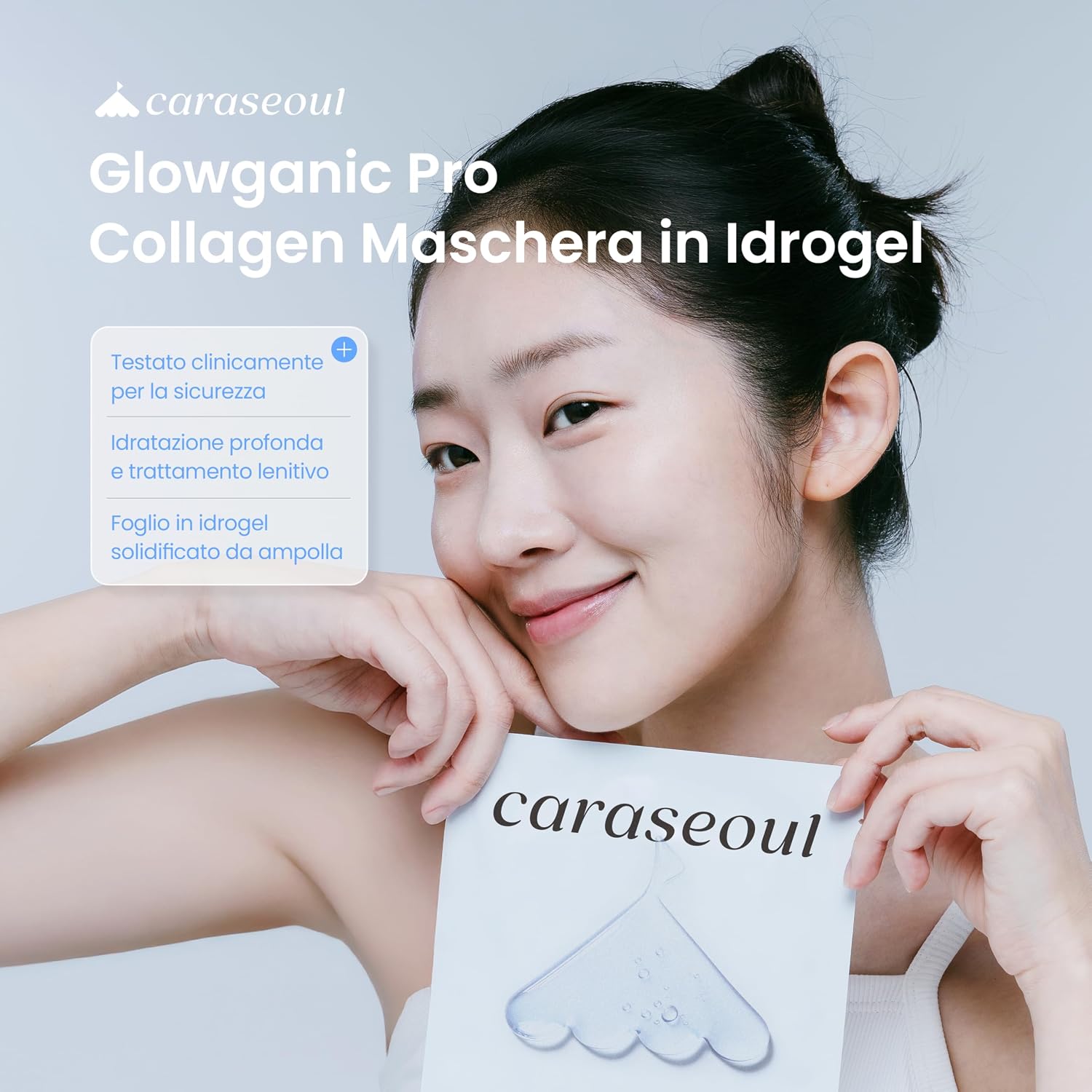 Thumbnail 1 de caraseoul Glowganic Pro Collagene Maschera Viso Hydrogel [4 Pezzi] – protezione idratante e luminosità coreana