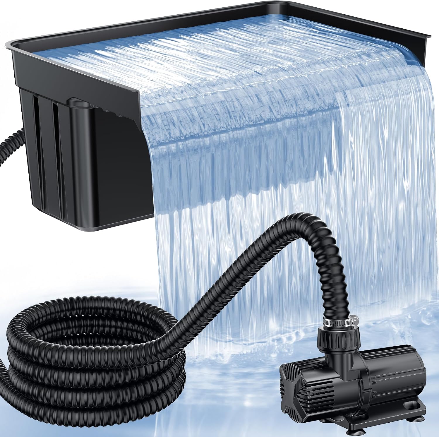 Detalle de POPOSOAP Cascade de Bassin avec Pompe DC 42W – Déversoir 43 cm pour Grands Bassins