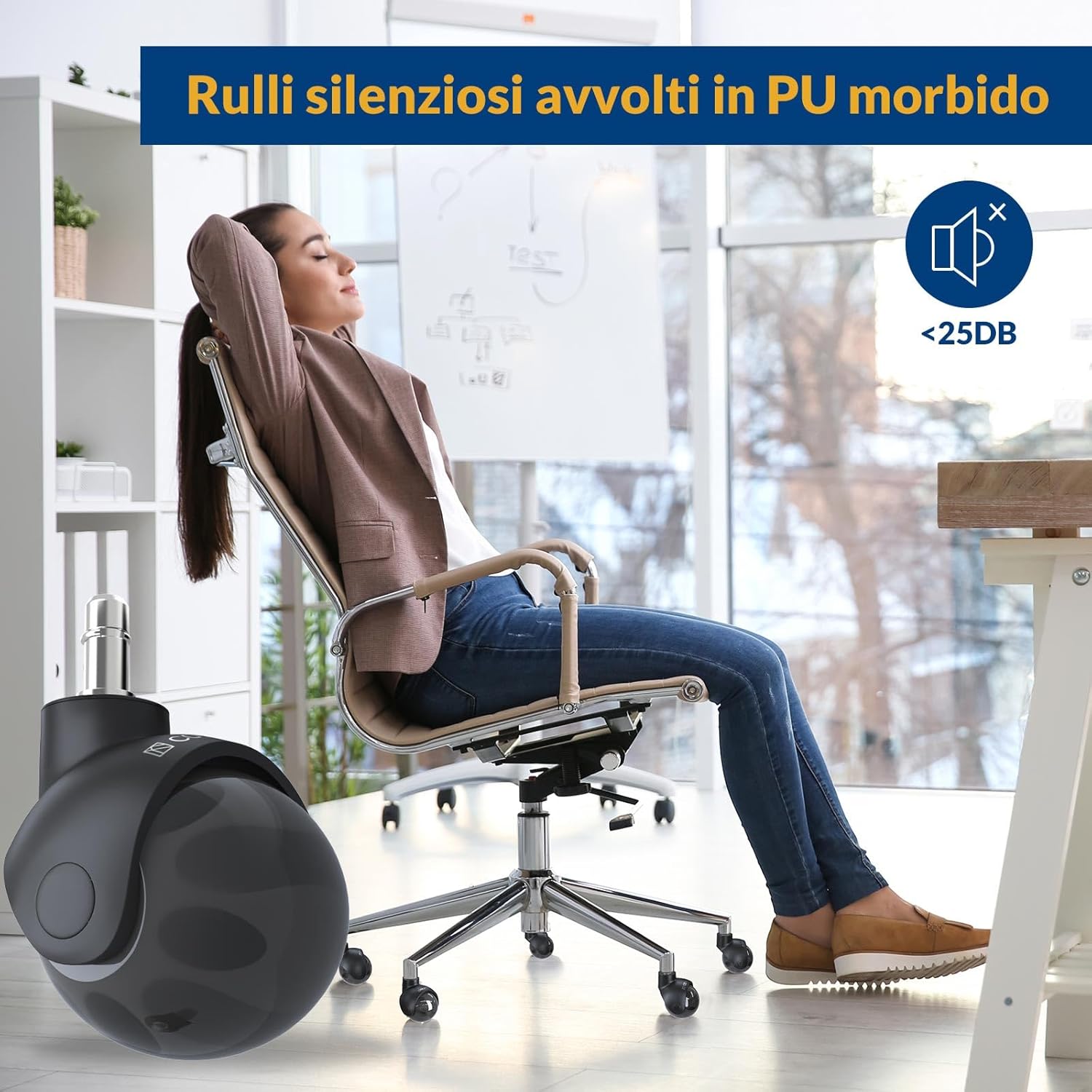 Thumbnail 6 de COSYLAND Ruote per Sedia Ufficio 11x22 mm – Set di 5 Ruote Universali in Poliuretano, Scorrimento Silenzioso