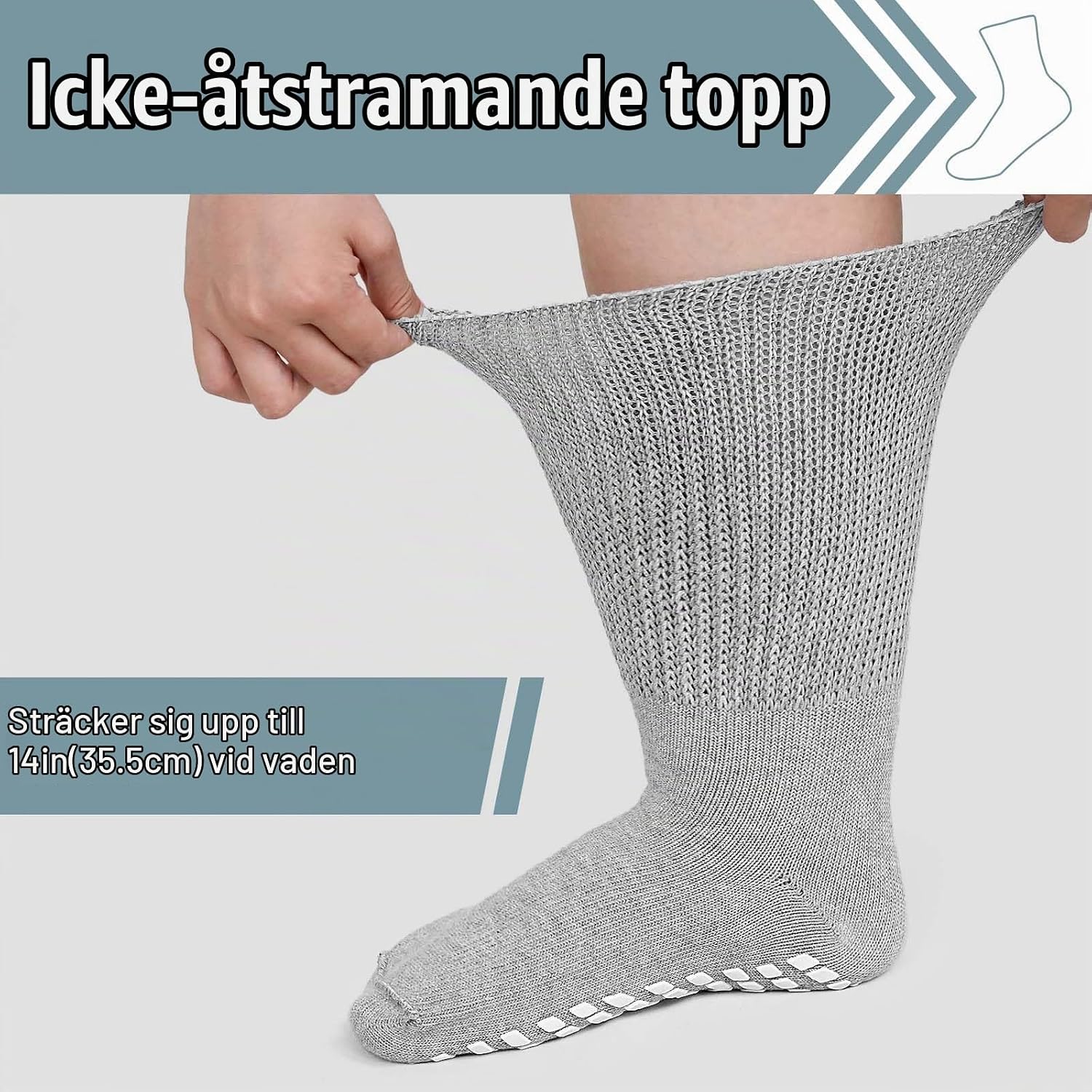 Detalle de ZFSOCK diabetessockor med ABS-grepp, extra bred bomull och utan resår