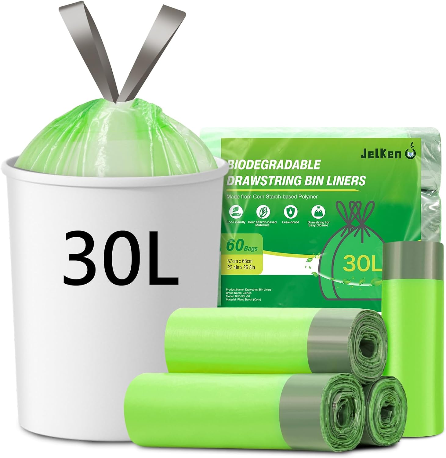 Imagen de JelKen 60 Biodegradable Bin Liners 30L en OfertitasTOP