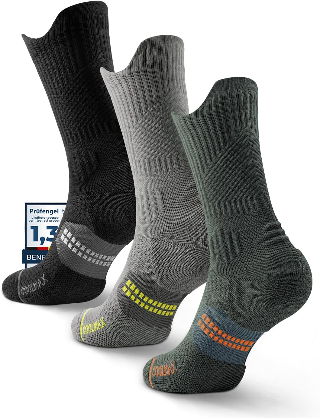 Detalle de Juclise Bambù Coolmax Compressione Calzini Sportivi Uomo: anti-vesciche, confort e traspirabilità per allenamenti e trekking