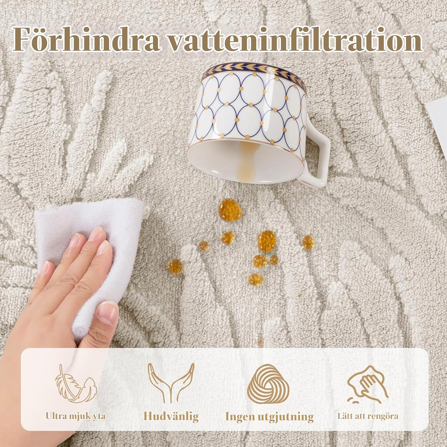Thumbnail 5 de Enyhom hallmatta 80 × 300 cm – beige, tvättbar och halkfri