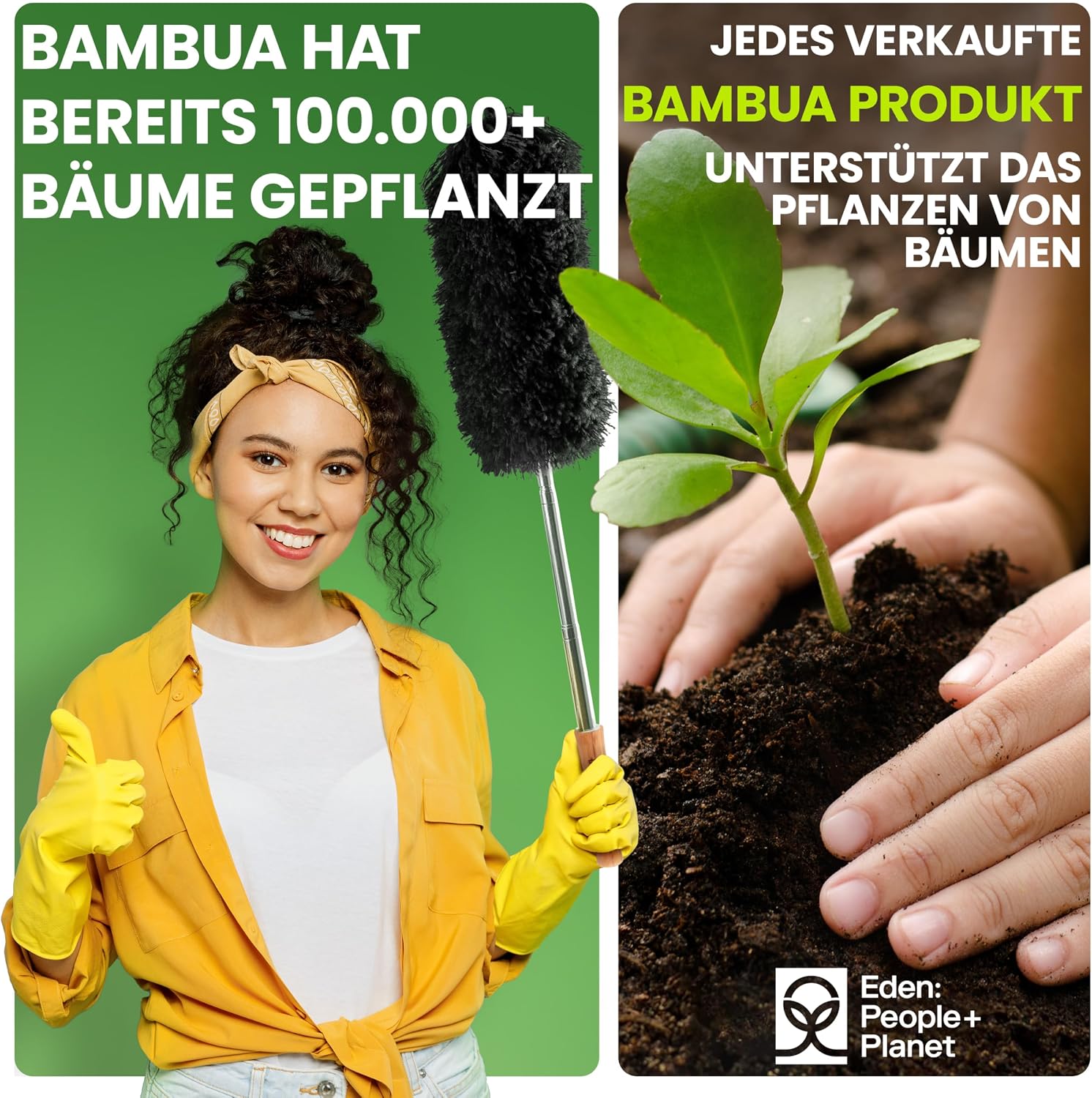 Detalle de BAMBUA Staubwedel Teleskop (240 cm) – Effektive Staub- &, Spinnenwebenentfernung mit Mikrofaser