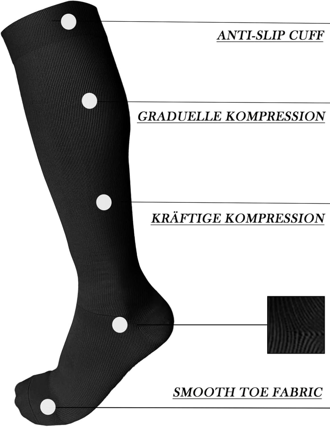 Thumbnail 4 de DDOBB Kompressionsstrümpfe für Damen & Herren – Stützstrümpfe mit 360°-Kompression (4 Paar)