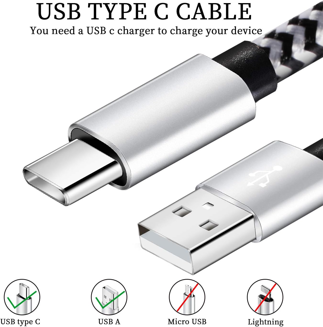 Thumbnail 1 de QQLIKE USB Type C Cable 6FT 5-Pack