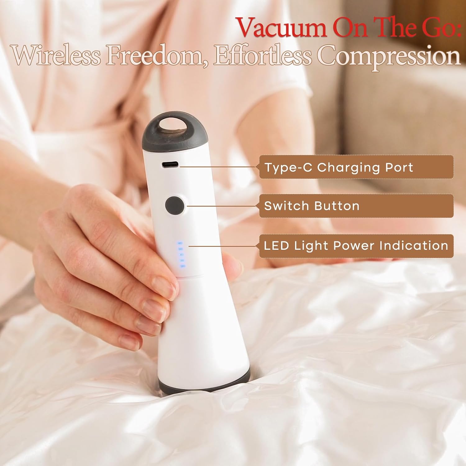 Detalle de Vacbird Vacuum Storage Bags with Wireless Electric Pump – 16 Pack (40x60cm to 80x100cm)