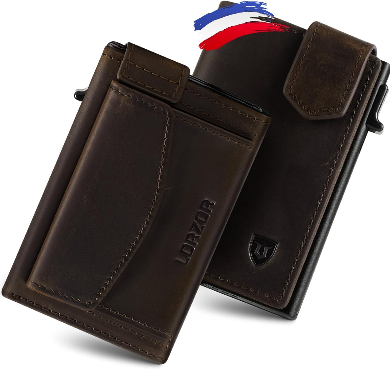 Detalle de LORZOR Portefeuille homme XXL avec porte-monnaie et porte-cartes RFID
