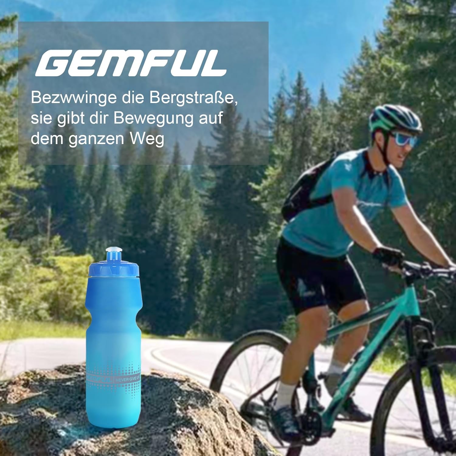 Thumbnail 1 de GEMFUL Fahrrad-Trinkflasche 750 ml im 2er-Set (auslaufsicher, BPA-frei) – Schwarz/Weiß Verlauf