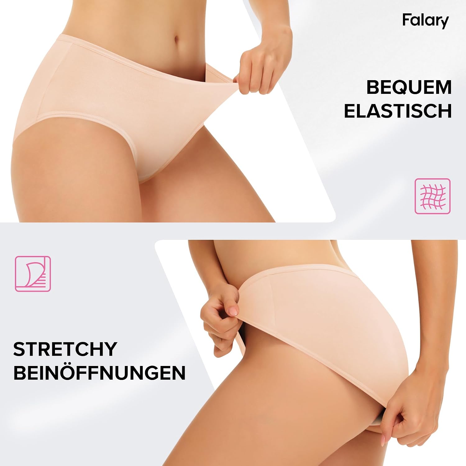 Detalle 2 de FALARY Unterhosen Damen 6er Pack Baumwolle