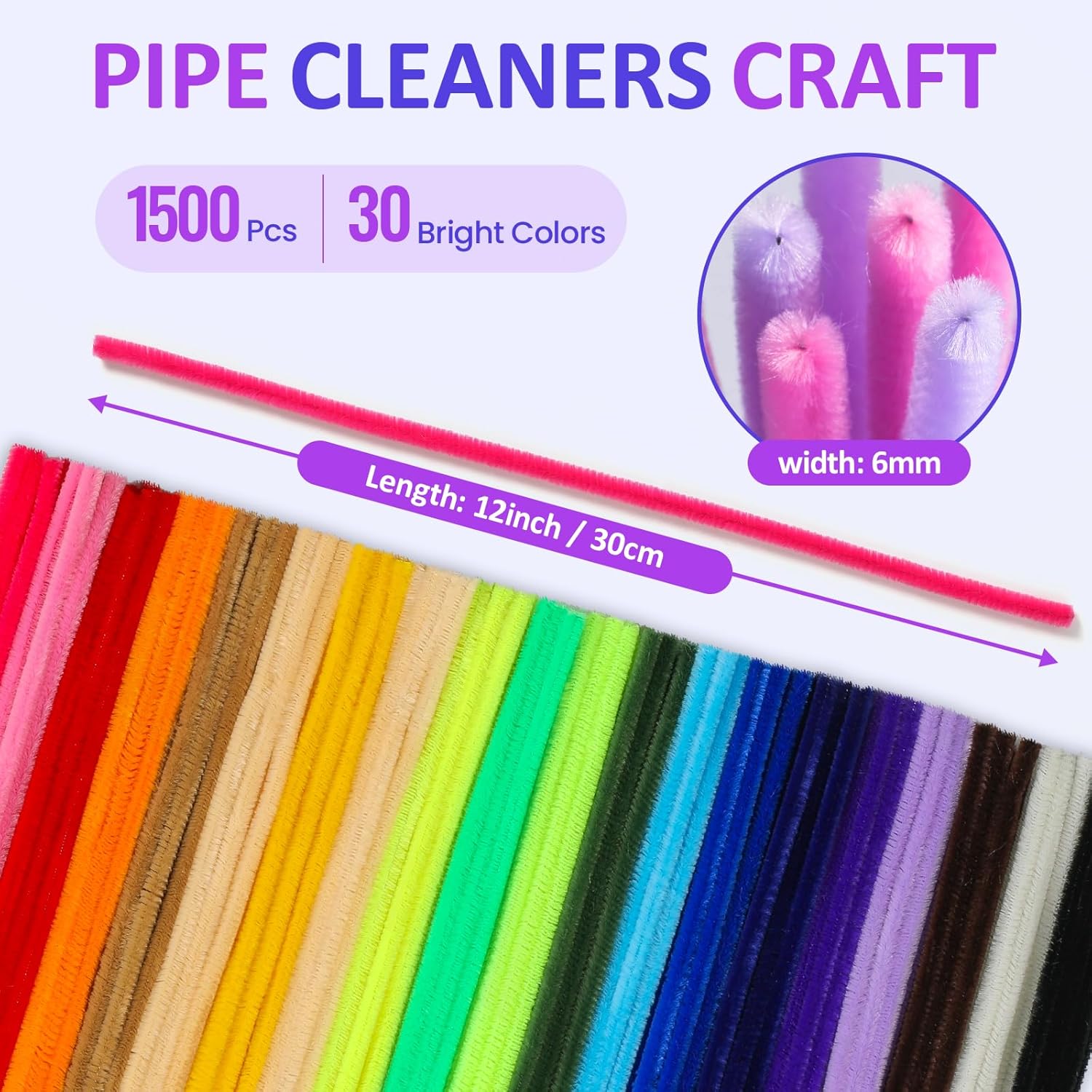 Thumbnail 1 de POIKSHARK 1500 PCS Pipe Cleaners 12 inch craft ✂️