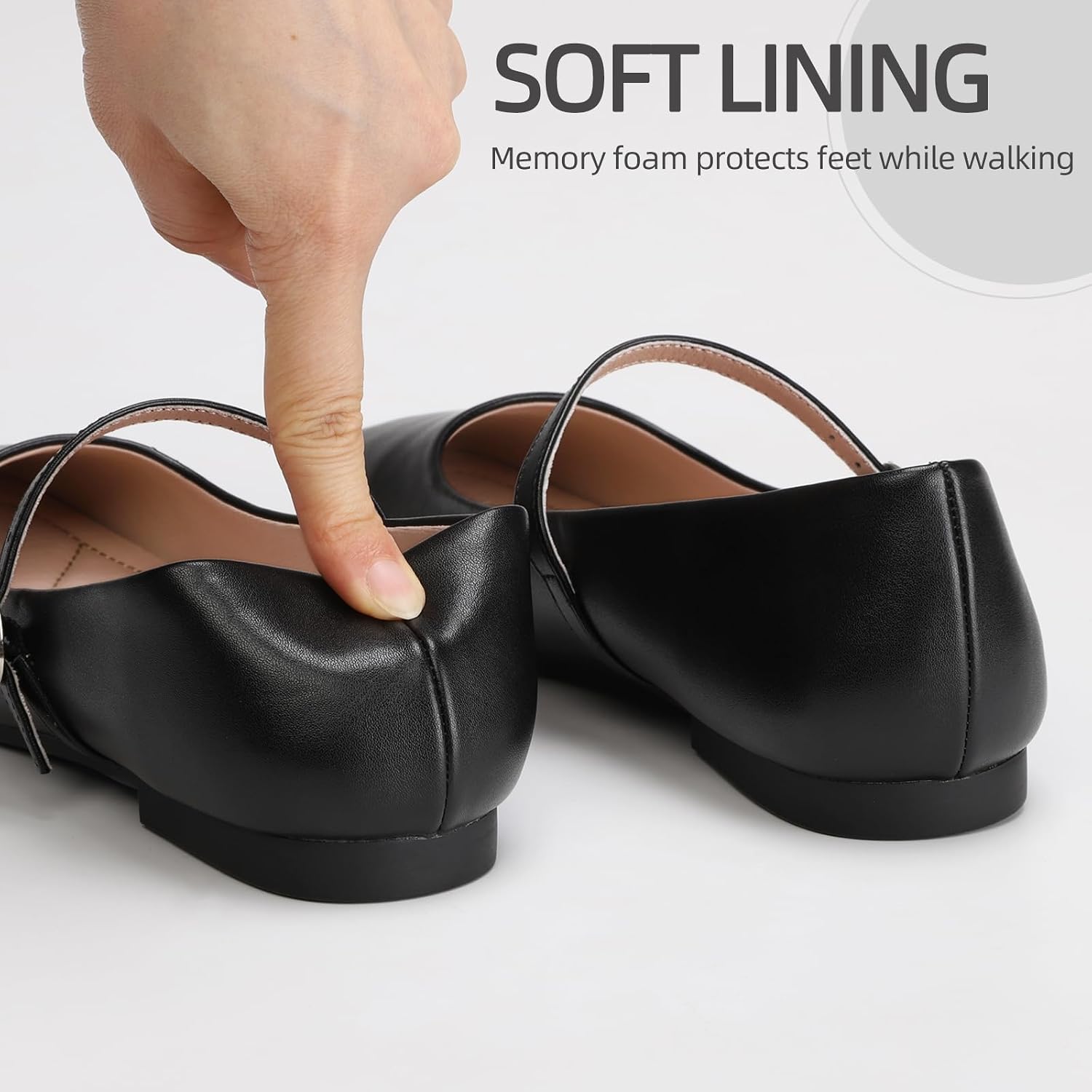 Detalle de Women's Mary Jane Flats with Adjustable Buckle and Memory Foam Insole
