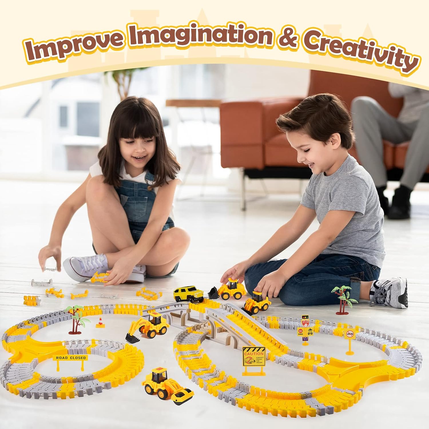 Detalle 2 de Adeokay Giocattoli: pista da corsa STEM per bambini 3–8 anni (set completo con veicoli e accessori)