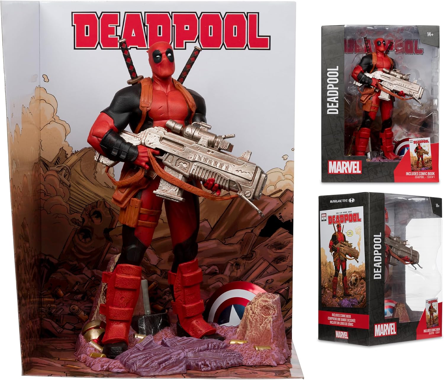 Detalle de McFarlane Toys Deadpool – figurka kolekcjonerska 1:6 ze sceną i komiksem #1