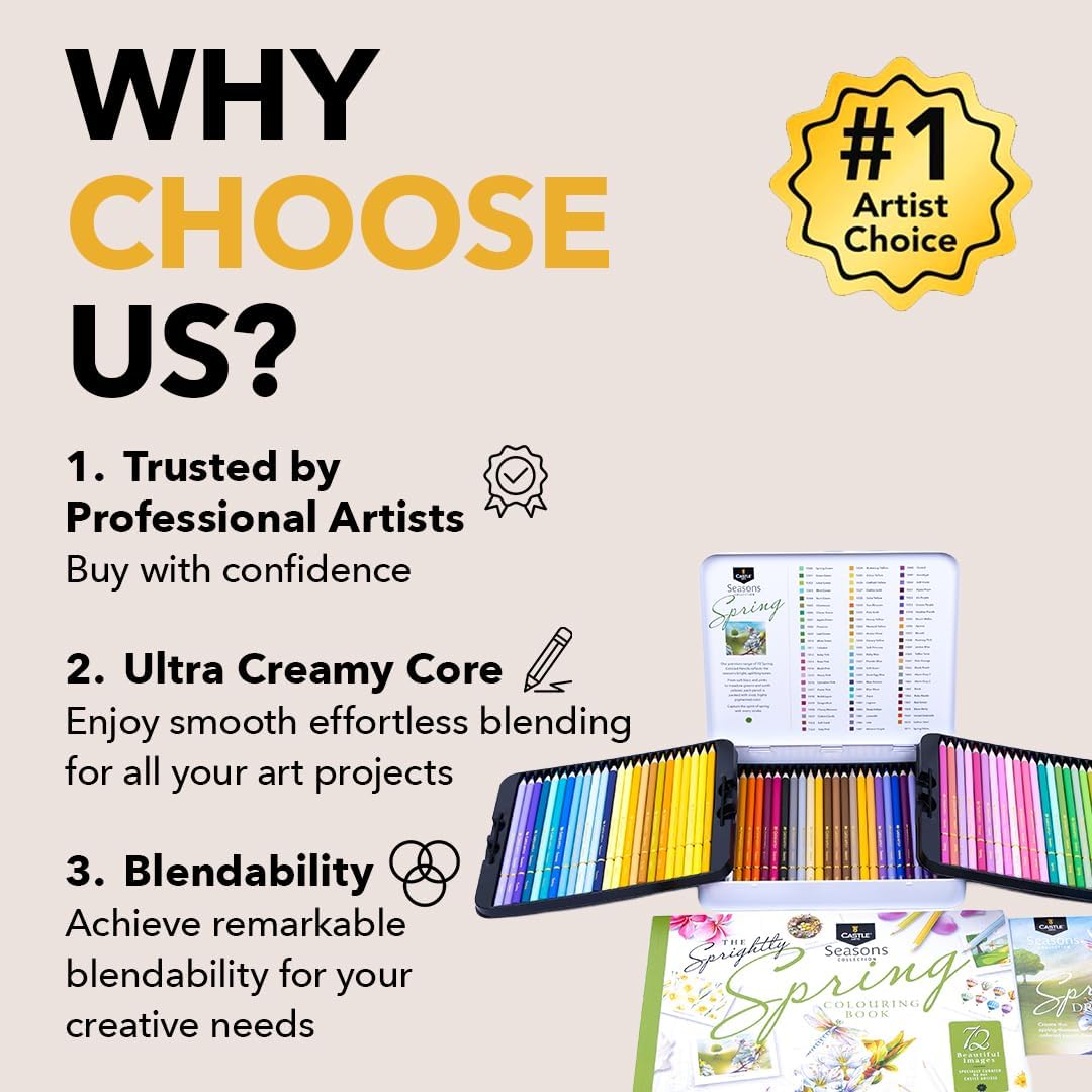 Thumbnail 1 de Castle Art Supplies 72 Spring Coloured Pencils Set – A Spring Palette for Adult Artists