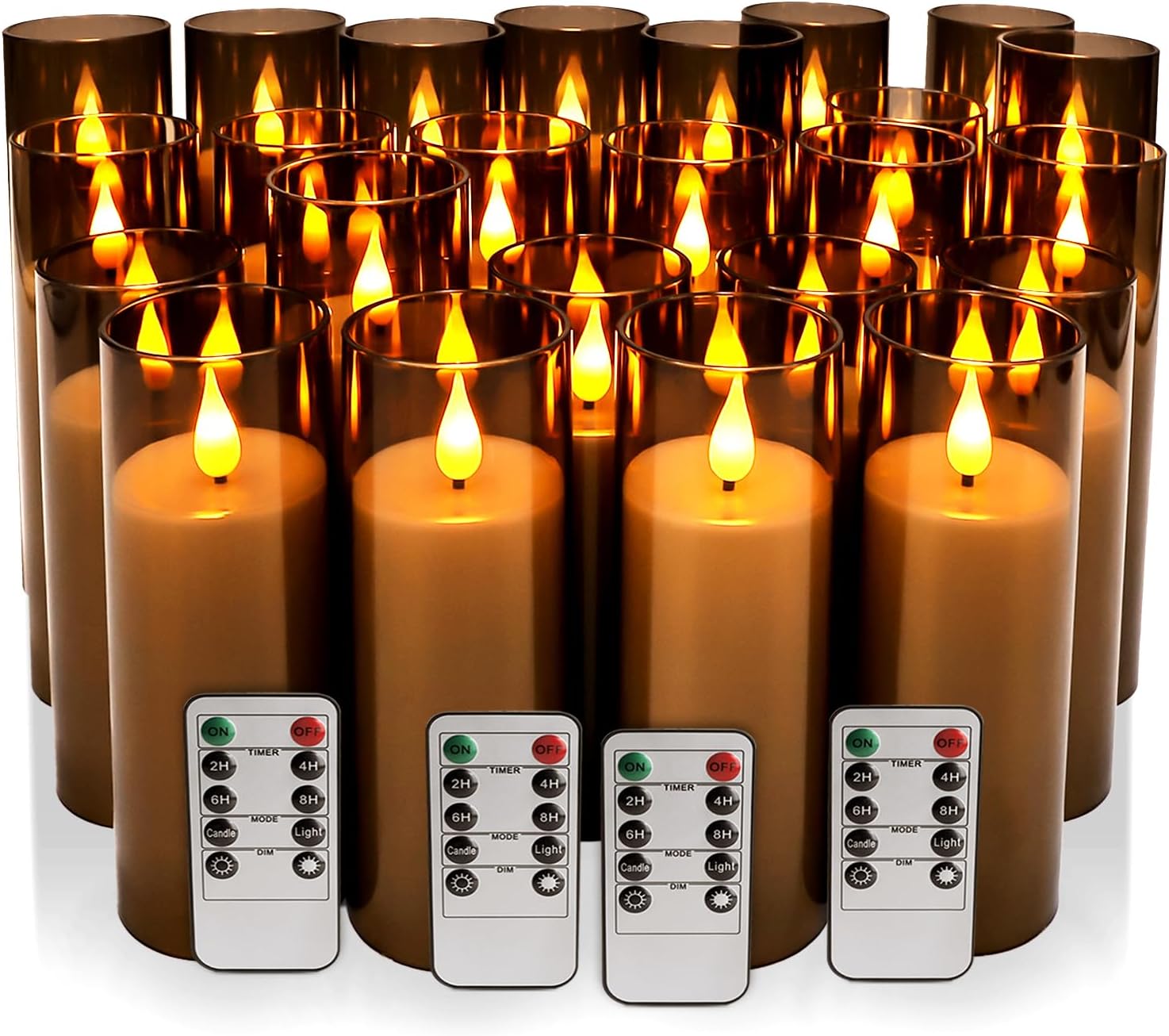 Detalle de ECLHTLNY sa2SF Black LED Pillar Candles, 24-Pack, Remote, Timer & Flicker