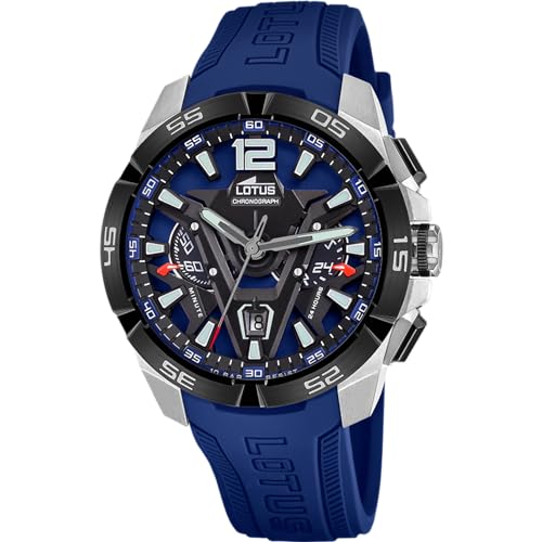 Detalle de LOTUS Reloj Hombre Analógico de Acero Inoxidable y Caucho Azul