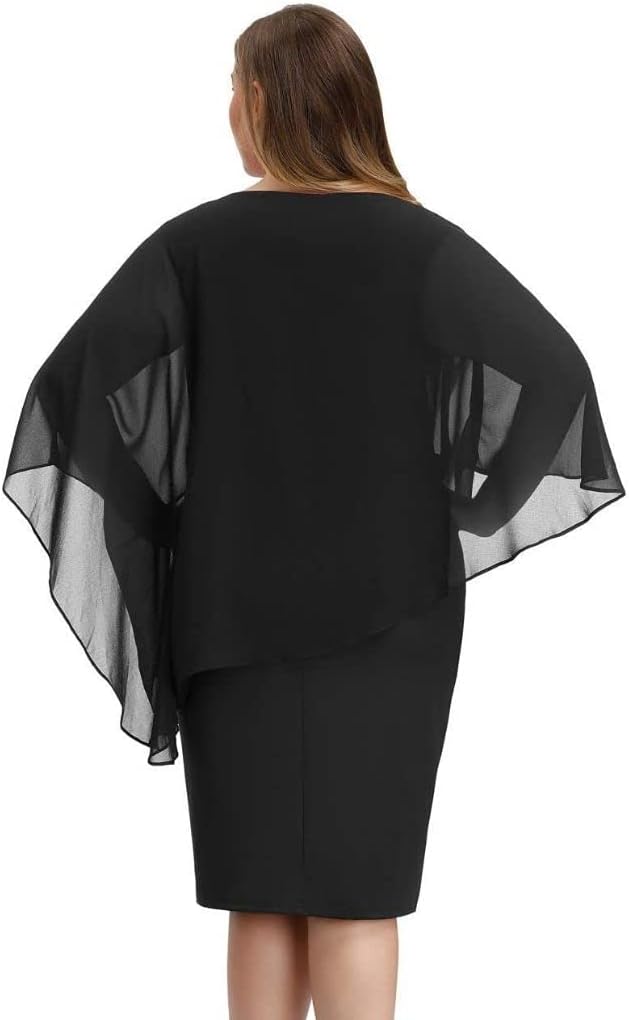 Detalle 1 de Chiffon Cocktailkleid mit Cape US 12, Hanna Nikole