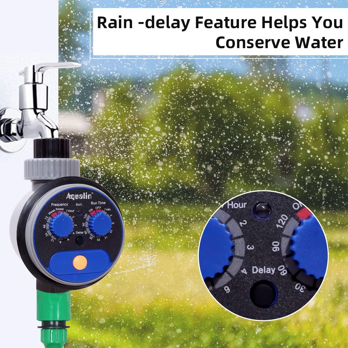 Detalle de Aqualin Orologio per irrigazione da Giardino con Rubinetto a Sfera – Timer impermeabile IP65
