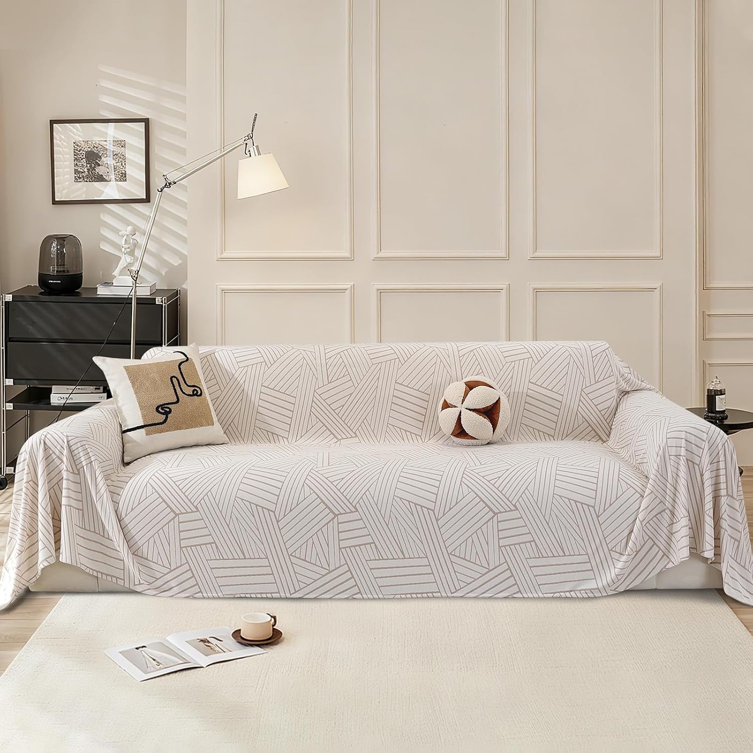 Detalle de Ystyle Telo Copridivano 200x380 cm antiscivolo e antigraffio, beige/marrone