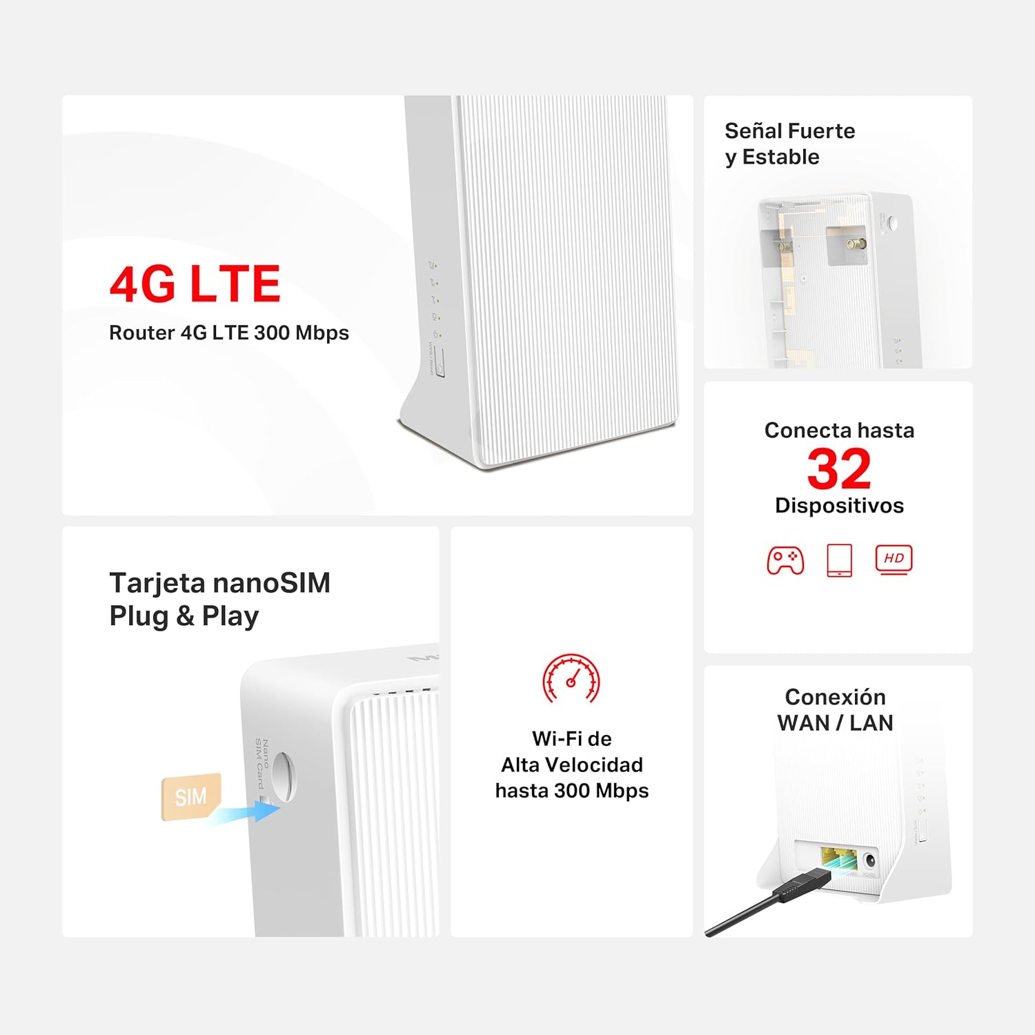 Thumbnail 2 de Mercusys TP-Link MB110-4G Router 4G LTE con SIM, Wi-Fi N300, VPN e gestione WAN/LAN
